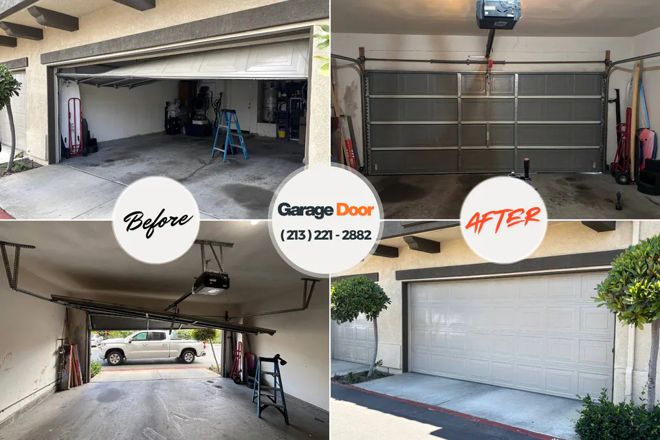 Before and after: garage door repair Culver City, CA